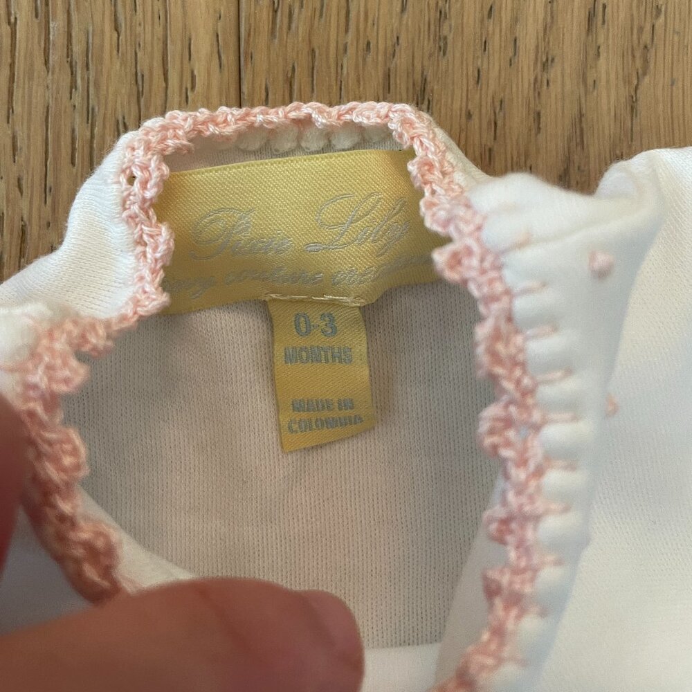 Pixie Lily White and Pink Embroidered Layette Set with 2 Matching Hats NWT